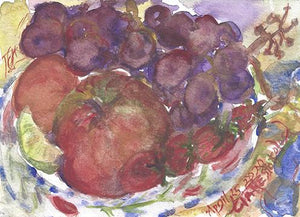 Purple Grapes with Red Apples