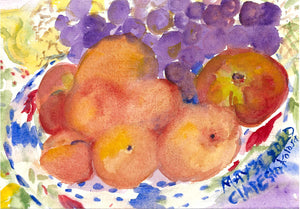 Misty Peaches with Purple Grapes